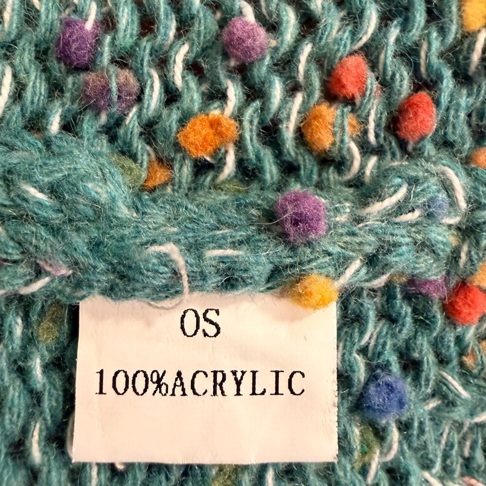 Blakeley Confetti Knit Cardigan OS Teal Multicolor Speckled Chunky Sweater - Picture 8 of 9